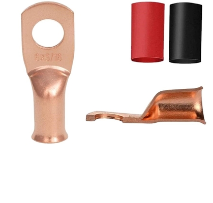 Terminais de anéis de cobre de alta capacidade de ruptura para terminações de cabos de baterias AWG 2 4 6 8 10 Gauge