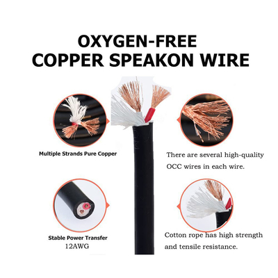 Twist Lock 2 Conductor Speaker Cable Professional 50FT comprimento para aplicações de áudio