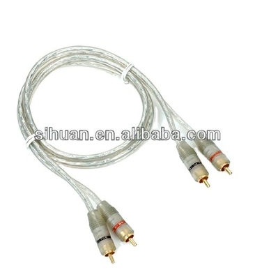 1 pés de prata OFC Cable de cobre duplo blindado Car Audio Cable Interconectado com PVC Jacket