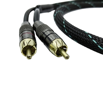 Homem para Homem 2 cabo RCA com Nylon trançado mangas expansíveis 9,5 mm de diâmetro exterior