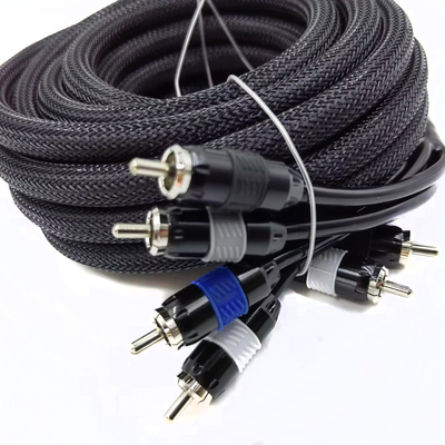 Homem para Homem 2 cabo RCA com Nylon trançado mangas expansíveis 9,5 mm de diâmetro exterior