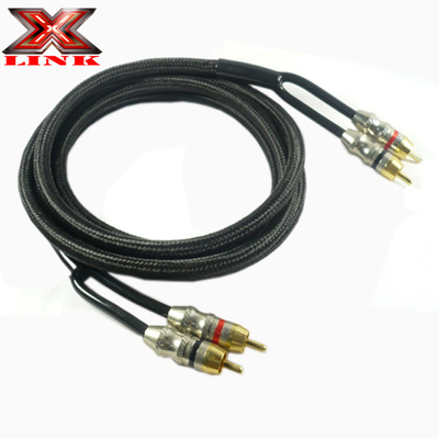 OFC 100% Copper Conductor 2 Channel RCA Audio Cable para conexão de áudio de carro e casa
