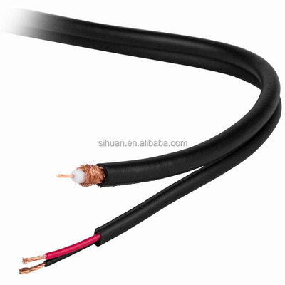 20 AWG Solid Copper RG-59 Cable coaxial CCTV com conector BNC e cabo de alimentação 18/2