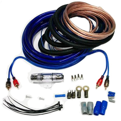 8 Ga Ofc CCA 100% de alto-falante masculino-masculino de carro Amplificador de cabo de áudio Subwoofer Kit de instalação Condutor de cobre nu Preto/Azul/Vermelho