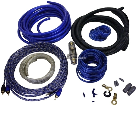 8 Ga Ofc CCA 100% de alto-falante masculino-masculino de carro Amplificador de cabo de áudio Subwoofer Kit de instalação Condutor de cobre nu Preto/Azul/Vermelho