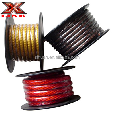 Capa de PVC suave Carros de baixa tensão 0 2 4 6 8 AWG Gauge Material de isolamento de PVC Car Audio Subwoofer Amplificador cabo de alimentação