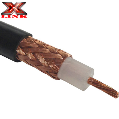 Cabos coaxial RG213 de baixa atenuação 50 Ohm com chapéu de PVC e blindagem de trança de cobre nua