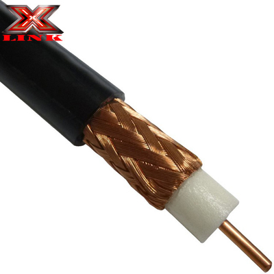 Cabos coaxial RG213 de baixa atenuação 50 Ohm com chapéu de PVC e blindagem de trança de cobre nua