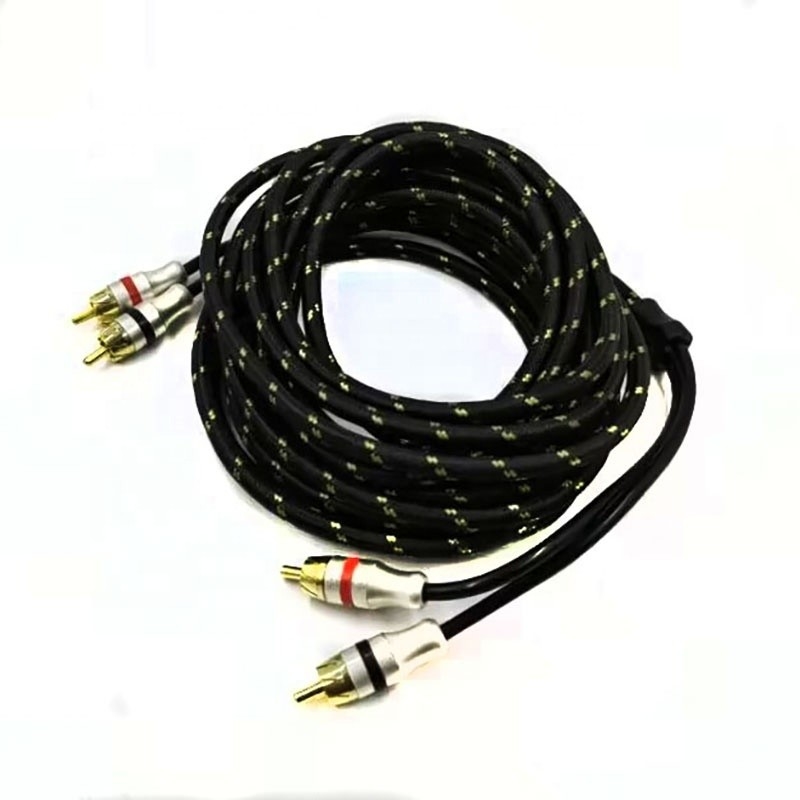 5.5mm Diâmetro externo PVC Jacketed Car Audio RCA Cable 2M-2M para desempenho de ponta
