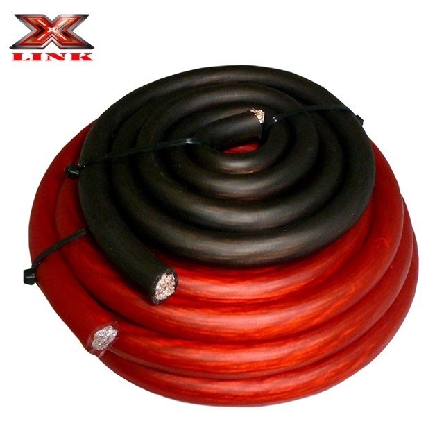 Cabo de alimentação de 2 GA AWG OFC CCA azul/preto translúcido para instalação de amplificador de áudio de automóvel