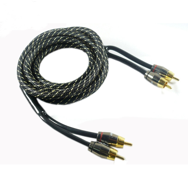 1 pés de prata OFC Cable de cobre duplo blindado Car Audio Cable Interconectado com PVC Jacket