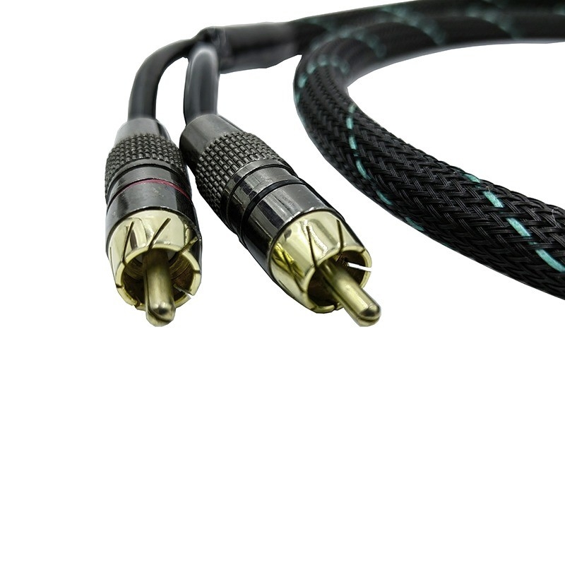 Homem para Homem 2 cabo RCA com Nylon trançado mangas expansíveis 9,5 mm de diâmetro exterior