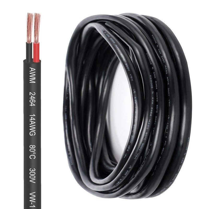 14 Gauge 2/3 Cordão de PVC de condutor de cobre enrolado para iluminação de tira LED e automóvel