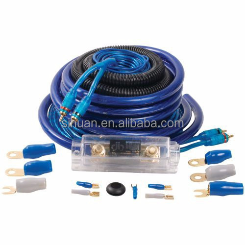 Kit de fiação do amplificador de áudio de carro com tipo de conector RCA e cor de cabo personalizável