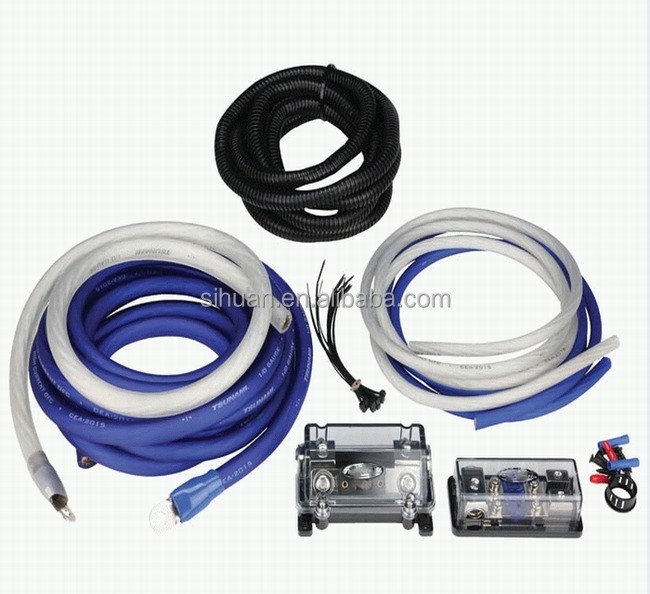 OFC Conductor 0 2 4 6 8 AWG Gauge GA Car Audio Cable Kit para sistema de alto-falantes