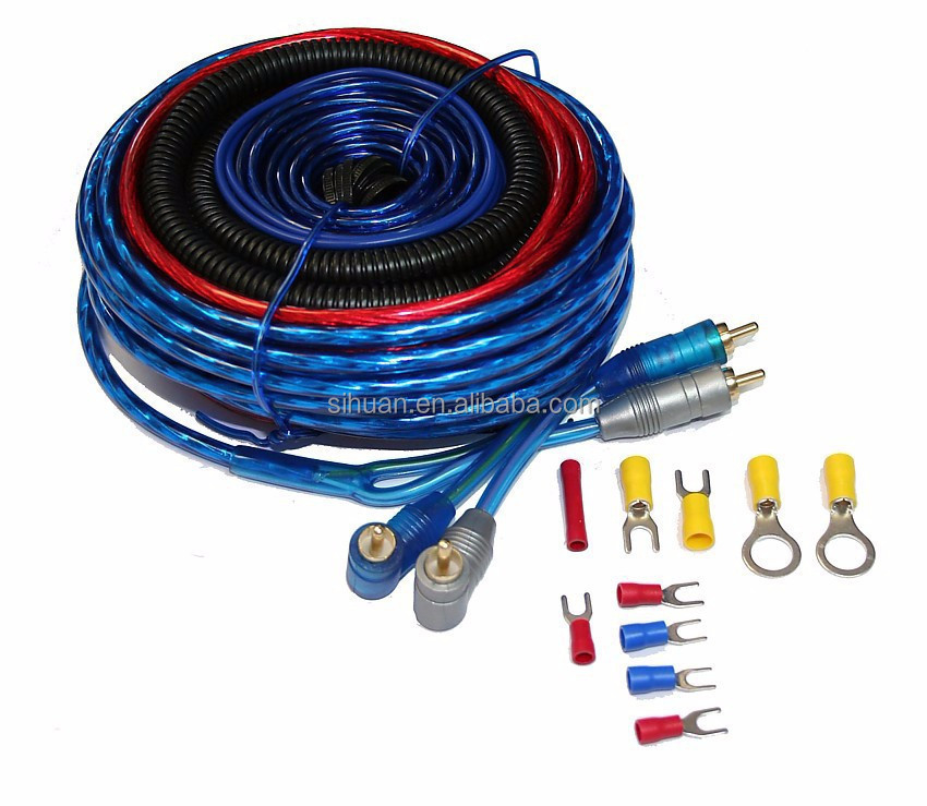 Gold Connector Color 4/8 Gauge kit de fiação do amplificador de carro