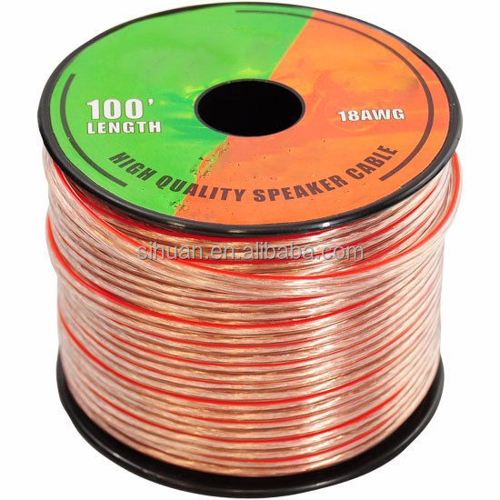 10AWG 10/2 Gauge Car Home Audio Speaker Wire com Super Clear Flexible Transparent PVC Jacket e Conductor Interno CCA em lata