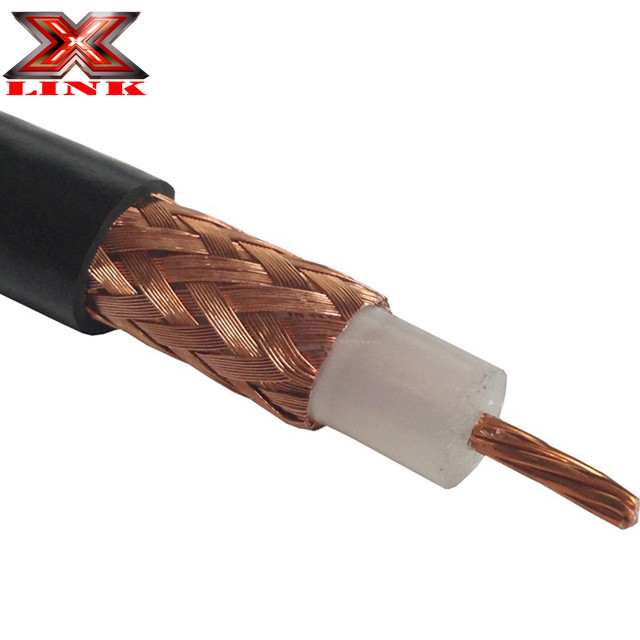 Cabos coaxial RG213 de baixa atenuação 50 Ohm com chapéu de PVC e blindagem de trança de cobre nua