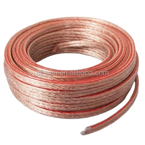 16 Gauge Cabos de alto-falante transparentes flexíveis CCA com condutor interno OFC Certificado CE