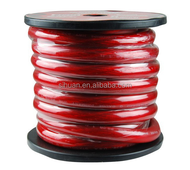 Cabo de energia de áudio de carro de cobre de jaqueta de PVC 1/0 2 4 6 AWG Gauge Battery
